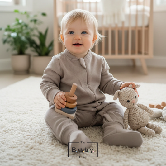 Caramel Dreams Wooven Felt Footie Onesie