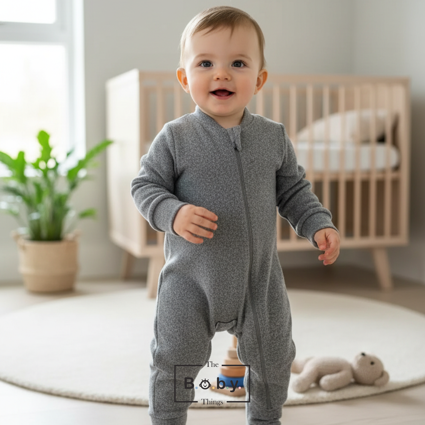 Stormy Skies Wooven Felt Footie Onesie